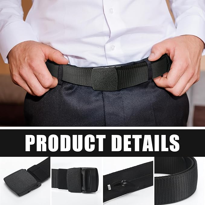 Cozypower 2 Pcs Hidden Money Belt for Travel Hidden Pockets Under Clothes Security Money Wallet Nylon Security Cash Safe Anti Theft Tactical Belt with Pouch
