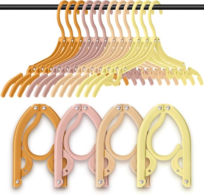 Teenyyou 12 Pcs Travel Hangers Cruise Ship Essentials Foldable Portable Plastic Vacation Hangers Non Slip Clothes Drying Rack Travel Accessories for Dormitory School Hotel Laundry (Bright Color)