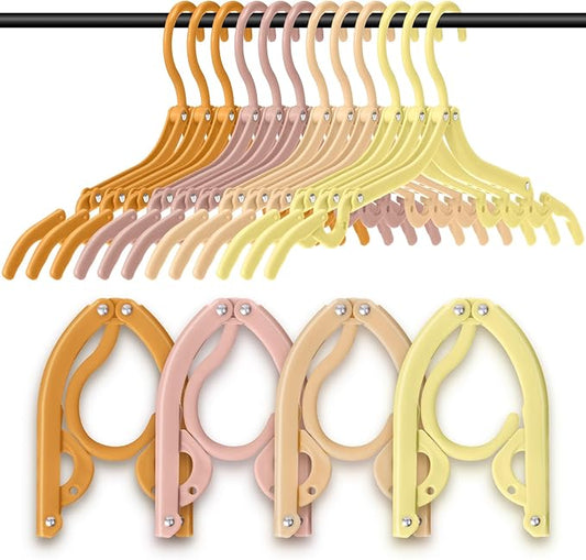 Teenyyou 12 Pcs Travel Hangers Cruise Ship Essentials Foldable Portable Plastic Vacation Hangers Non Slip Clothes Drying Rack Travel Accessories for Dormitory School Hotel Laundry (Bright Color)