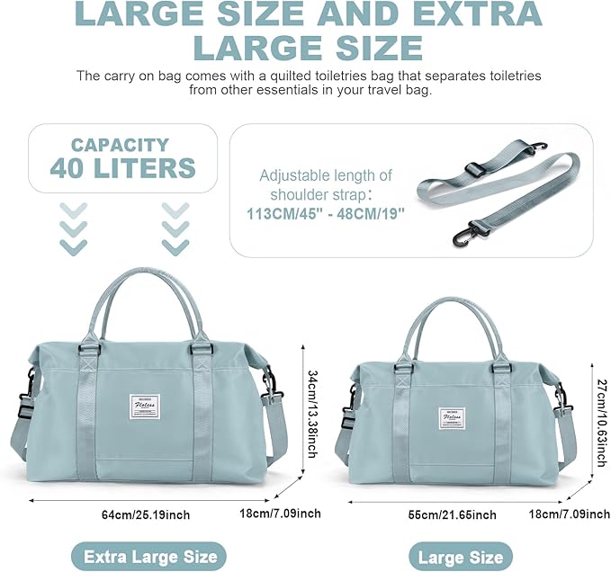 HYC00 Travel Duffel Bag,Carry-on Overnight Weekender Bags for Women,Sports Tote Gym Bag with Wet Pocket