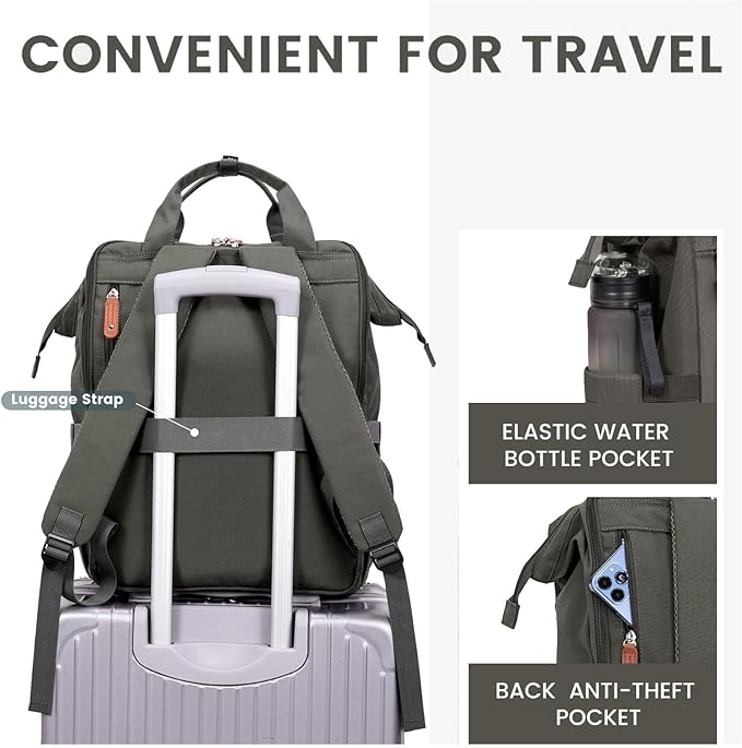 LOVEVOOK Laptop Backpack, Travel Bag with 17.3 inch Laptop Compartment, Water Resistant Teacher Nurse Doctor Work Bag, Anti-theft Daypack, Dark Grey Brown