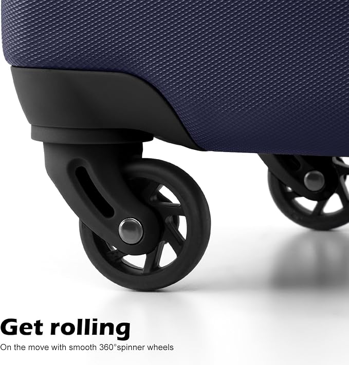 Coolife Luggage 3 Piece Set, Lightweight Durable Hardshell Suitcase set with 360° Spinner Wheels, TSA-approved Lock, Checked Family Travel Luggage sets, 20/24/28 Inch, Navy