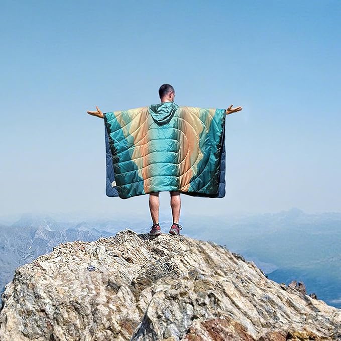 Camping Blanket,Hoodie Blankets Poncho Outdoor Waterproof Windproof Warm Durable & Portable for Stadium, Concerts, Car,Travel, Beach, Picnic, Grass,75 * 53 inch