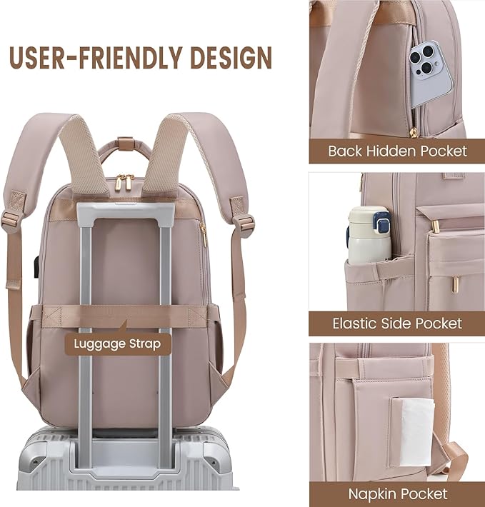 LOVEVOOK Laptop Backpack for Women 15.6 Inch Laptop Bag with USB Port, Fashion Waterproof Backpacks Teacher Nurse Stylish Travel Bags Vintage Daypacks for College Work