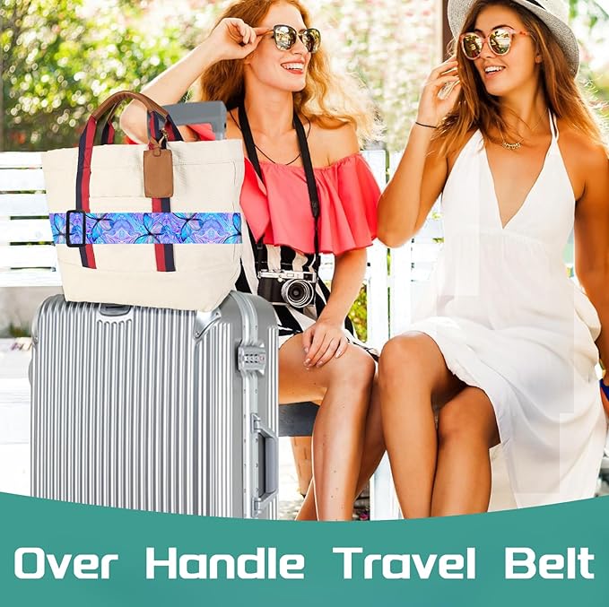 Slohif Luggage Straps for Suitcases Travel Belt Accessories Luggage Connector Identifiers 2 Pack Over Handle with Buckle Unique Nylon Adjustable Strap for Sleeping Bag Car Seat Butterfly