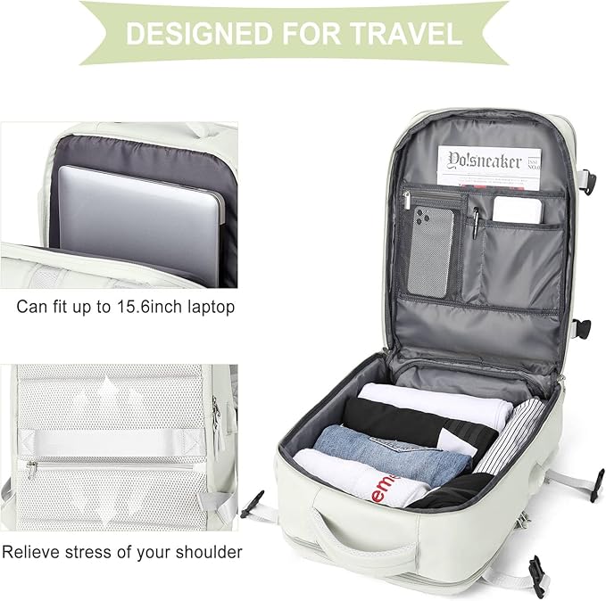 WONHOX Large Travel Backpack Carry on Flight Approved Laptop Work Business Backpack for Women Men Mochila de Viaje