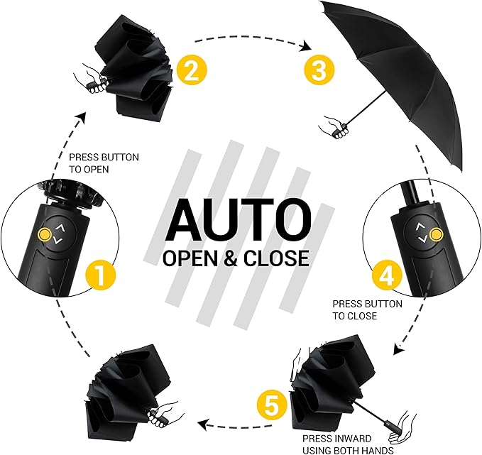 Conlun Travel Inverted Umbrella Compact Windproof- Automatic reverse Umbrellas for Rain - Folding Portable 10 Ribs Large Umbrella