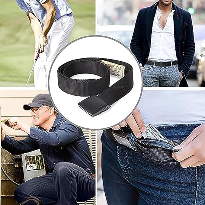 Money Belt for Men Security Belt with Hidden Money Compartment Pocket, Cashsafe Anti-Theft Wallet Non-Metal Buckle