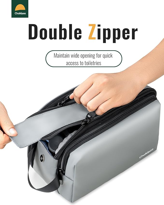 Toiletry Bag for Men - Travel Toiletries Organizer Dopp Kit Water Resistant Shaving Bag for Toiletry Accessories, Lightweight Cosmetic Bags with Zippers, Bathroom Essentials (Grey)