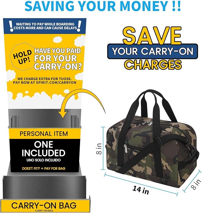 Small Gym Bag 14 inch lightweight Carry On Mini Duffel Bag for Travel Sport - Camo
