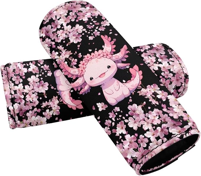BIGCARJOB Luggage Handle Wraps Set Cute Axolotl Trolley Case Grip for Women Girls Door Protection Cover Suitcase Handle Cover Gifts Suitcase Handle Wraps Travel Bags Set of 2