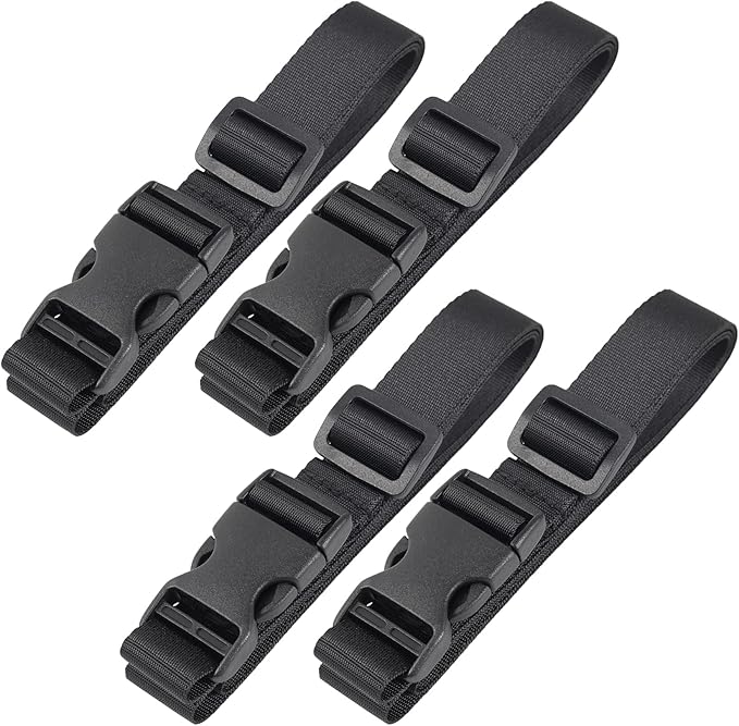 Vigorport Utility Straps Quick Release Nylon Backpack Accessory Bag Strap,Adjustable for Hiking,Travel,Outdoor Sports-4 Pack (Black, 1" W-48 L)