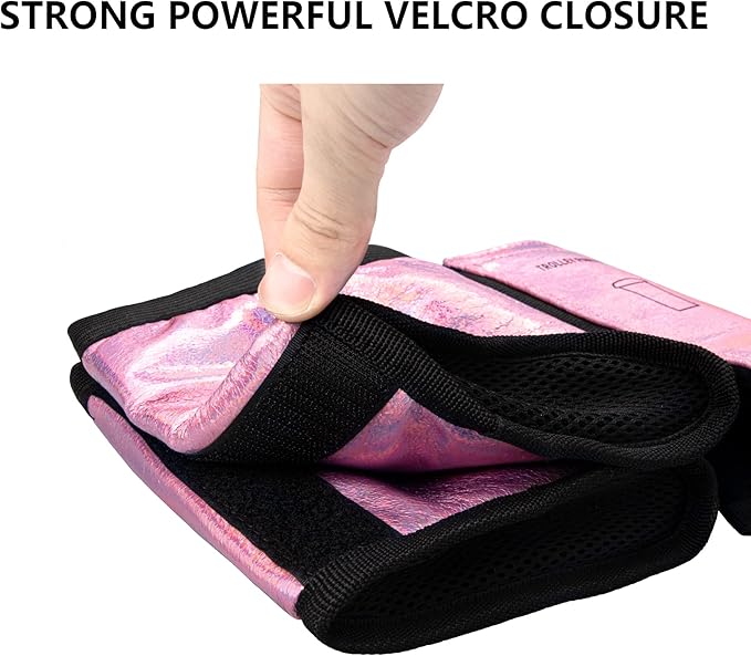 riemot Luggage Travel Cup Holder Free Hand Drink Carrier - Hold Two Coffee Mugs - Fits Roll on Suitcase Handles - Gifts for Flight Attendants Travelers Accessories Glitter Pink