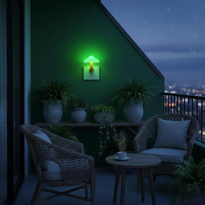 LED Mushroom Night Light Plug in Lamp, Light Sensor Night Lights Plug into Wall, Dusk to Dawn Sensor Night Light for Adults Kids Room Bedroom Bathroom Hallway Kitchen (1, Color Changing)