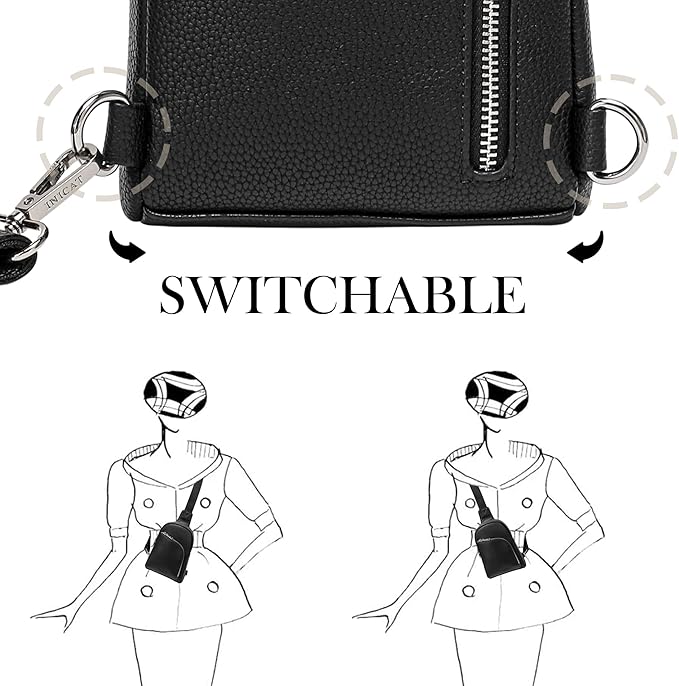 INICAT RFID Blocking Sling Bag, Anti Theft Crossbody Bag for Women, Travel Fanny Pack Style Purse, Vegan Leather