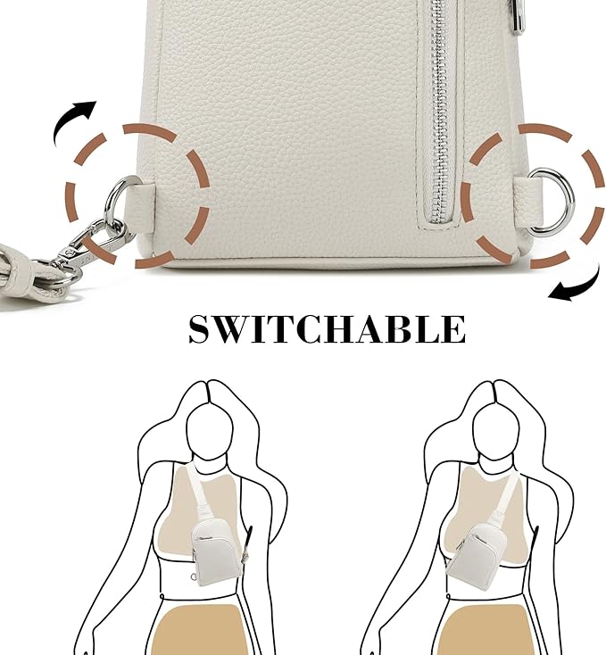 INICAT RFID Blocking Sling Bag, Anti Theft Crossbody Bag for Women, Travel Fanny Pack Style Purse, Vegan Leather