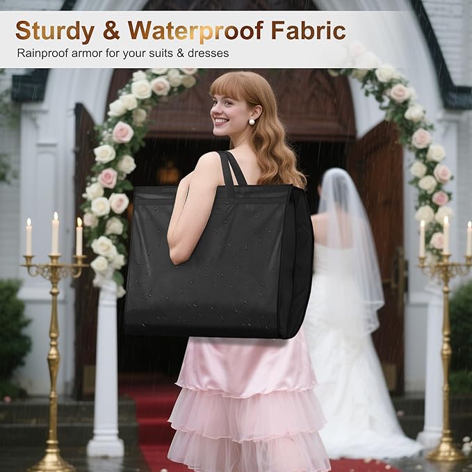 MISSLO 65" Long Garment Bags for Travel for Women 4" Gusseted Dress Bags for Gowns Waterproof Dress Protector Bag for Closet Storage Clothing Covers for Hanging Clothes Wedding Dresses Storage