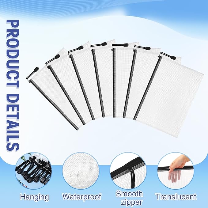 Jetec 32 Pcs Mesh Zipper Bags Toy Storage Bikini Organizer Bag Bolsas Para Guardar Trajes De Bano Waterproof Zipper Reusable Pouch Puzzle Multipurpose for Storage Office(Black,7.5 x 5 Inch)