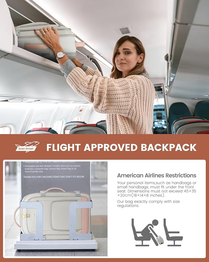 LOVEVOOK Travel Backpack For Women Flight Approved, 50L Carry On Backpack, TSA Personal Item Travel Bag for Airplanes Fit 18 Inch Laptop, Business Weekender Overnight Waterproof Daypack with 3 Cubes
