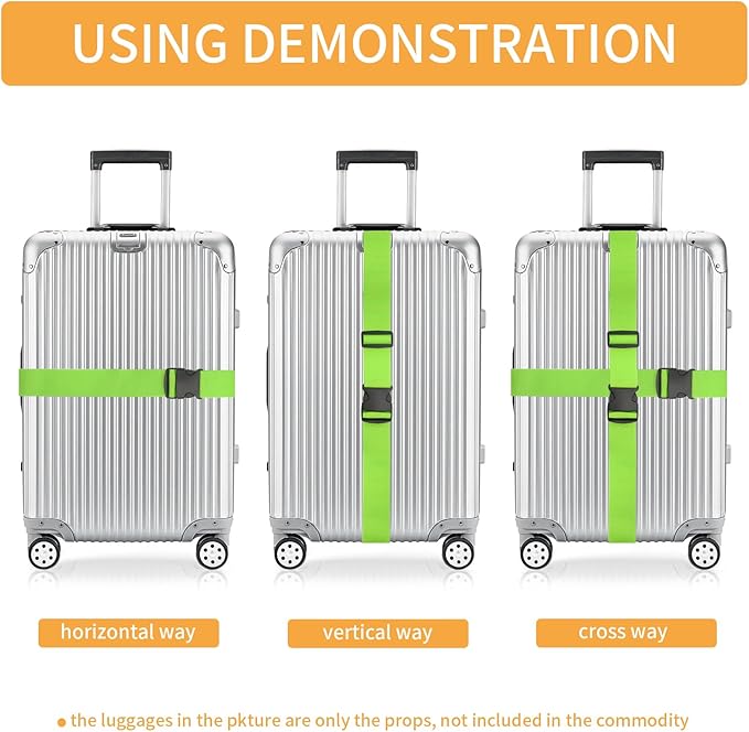 BILIONE Luggage Straps, 79" Long Belts Keep Suitcase Secure While Traveling, TSA Approved Add a Bag Premium Accessory for Travel Bag Closure (Blue+Orange+Rose Pink+Green, 8Pcs)