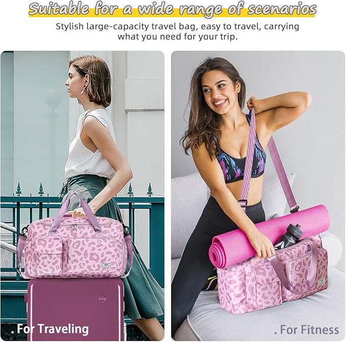 FIORETTO Women's Gym Duffle Bag with Shoes Compartment, 30L Capacity, Ideal for Travel, Gym, Sports, Duffel, Weekender