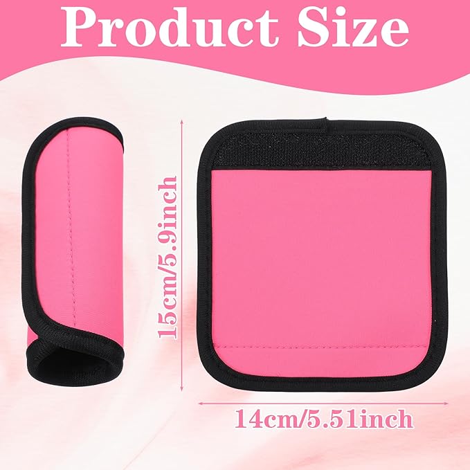 2Pack Luggage Handle Wraps,5.91 x 5.51In Bright Luggage Handle Covers, Comfortable and Soft, Travel Accessories, Luggages Handles Identification, Pink & Black