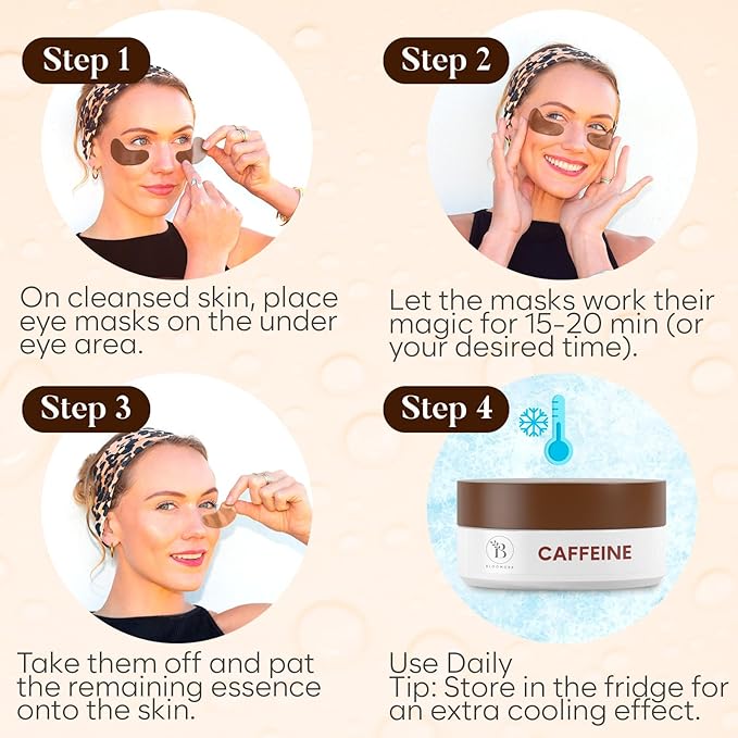 Caffeine Under Eye Patches (30 Pairs), Under Eye Mask for Puffy Eyes, Appearance of Dark Circles, Cooling & Hydration, Self Care & Skincare Gifts for Women, Patch Yeux