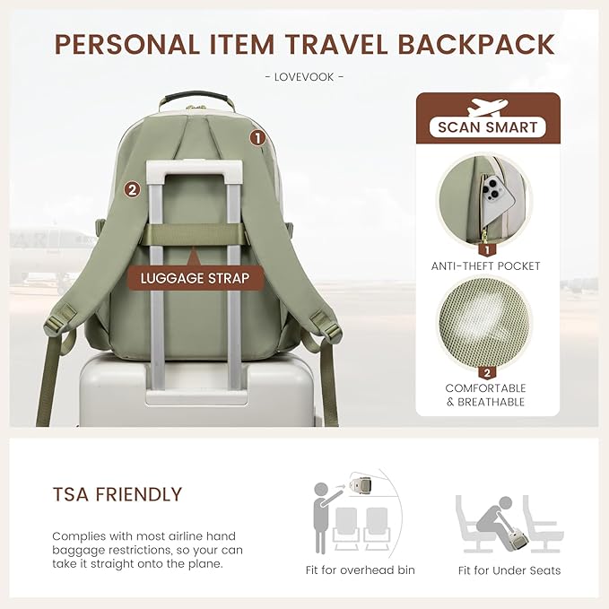 LOVEVOOK Laptop Backpack for Women with Pouch Pocket for Large Capacity Cup,15.6 Inch Teacher Nurse College Work Backpack Purse,Waterproof Laptop Bag Computer Back Pack for Travel, Beige-Green-Black
