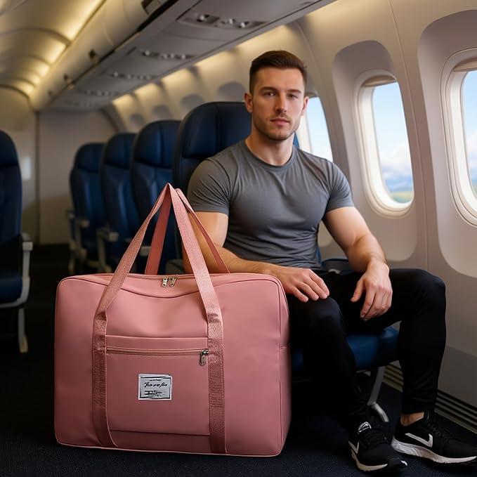 19" Travel Duffel Bag, Large Weekender Bag for Women Men, Expandable Personal Item Bag for Airlines, Water Resistant Carry On Bag with Trolley Sleeve for Gym, Overnight (Pink)
