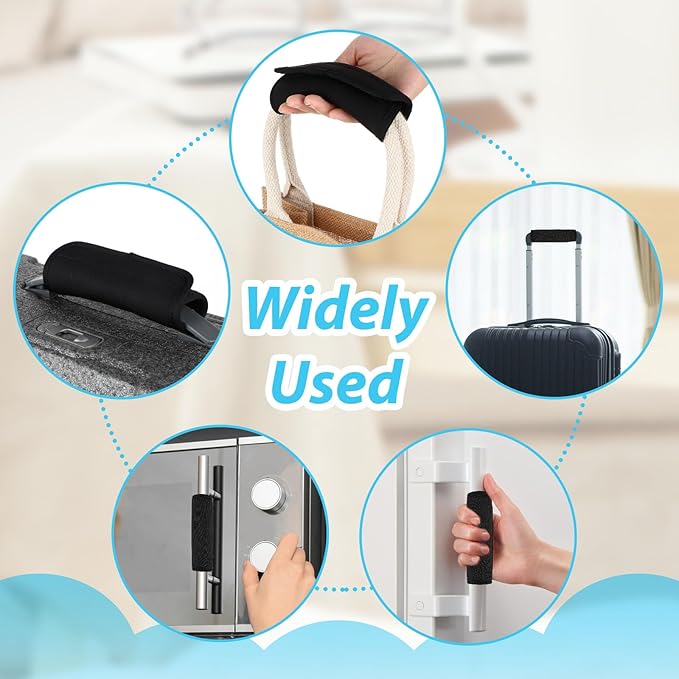 2 Pack Luggage Handle Wraps for Suitcase, Bright Color Comfort Soft Handle Covers Suitcase Luggage Handle Wrap Luggage Tag Wraps Travel Accessories (Black)