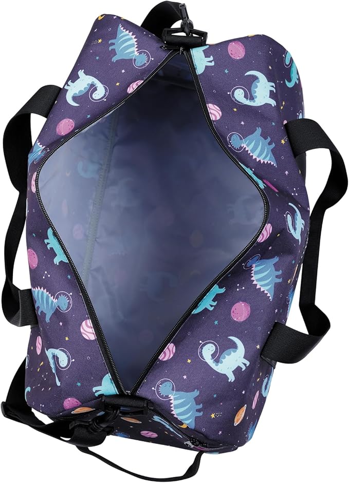 Kids Duffle Bag Overnight Bags for Boys and Girls Weekender Sleepover Carry-On Tote for Traveling Gym Sport Dance (Dinosaur Navy)