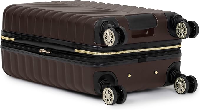 Kenneth Cole REACTION Madison Square Lightweight Hardside Chevron Expandable Spinner Luggage, Chocolate Brown, 2-Piece (20" Carry On + Sophie Backpack)