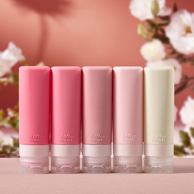 INSFIT Travel Bottles for Toiletries, TSA Approved 3oz Travel Size Toiletries, BPA Free Leak Proof Squeezable Silicone Tubes Travel Essentials for Shampoo Conditioner Lotion Soap