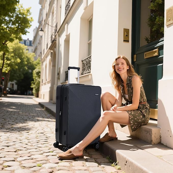 Expandable Luggage Sets 5 Piece,Suitcases with Detachable Wheels,ABS Hard Case Luggage with TSA Lock Spinner Wheels,Carry On Luggage Set