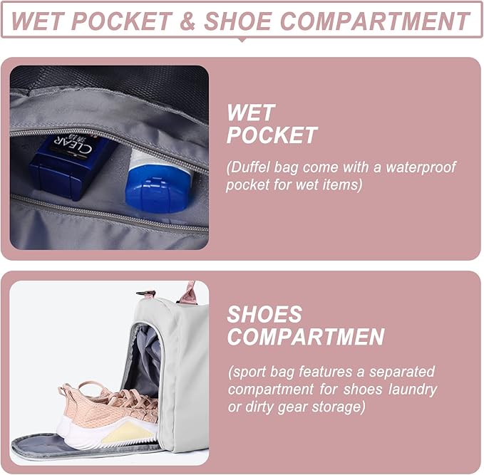 Weekender Duffel Bags for Women, Travel Totes Bag for Airplane, Cute Sports Gym Dance Bag Overnight Luggage Bag with Wet Pocket Shoe Compartment, Carry On Hospital Bag for Labor and Delivery