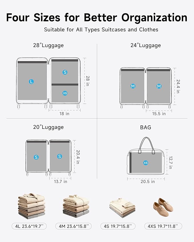 16 Pack Travel Vacuum Bags with Upgraded Rechargeable Pump, 4 Sizes Space Saver Vacuum Storage Bags for Luggage and Suitcase, Compression Bags for Packing, Vacuum Seal Bags for Clothing Travel
