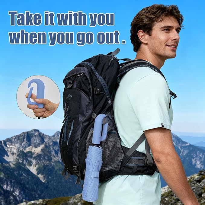 Compact Automatic Folding Travel Umbrella-Windproof Rainproof, PF50+ Sun Protection for Hiking,Outdoor,Chool,Golf Course & Daily Use,Sturdy Multi-Ribbed Frame
