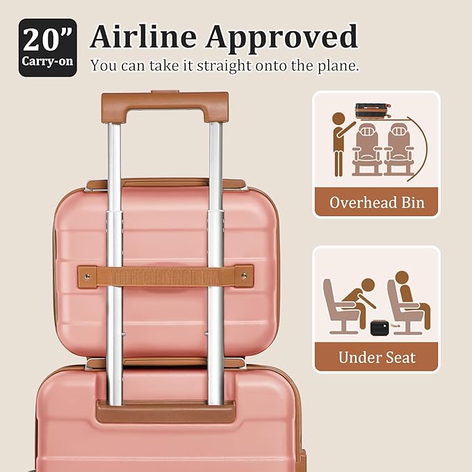 imiomo Carry on Luggage Airline Approved with Front Pocket and USB Port, Hard Shell 20 Inch Travel Carry-on Suitcase with Spinner Wheels and TSA Lock, Pink