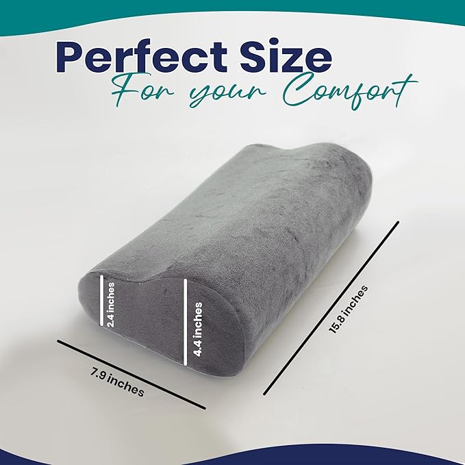 Memory Foam Headrest Pillow for Recliner – B-Shaped Neck Pillow with Stabilizer Strap, Non-Slip Backing, Soft Plush Fabric - Ultimate Neck Support and Pain Relief (Ash Gray)