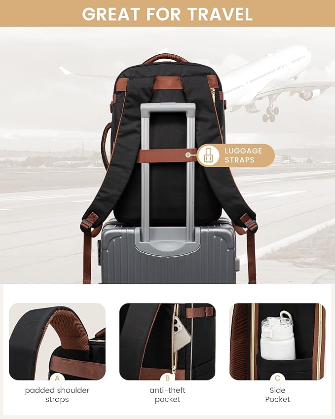 LOVEVOOK Travel Backpack for Women, 40L Airline Approved Carry On Backpack Luggage with 3 Packing Cubes, TSA Personal Item Travel Bag, Waterproof Weekender Backpack Fits 17.3" Laptop