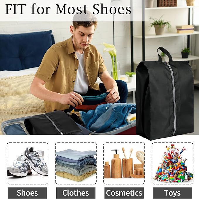 Shoe Bags for Packing, Set of 6 Large Waterproof Portable Shoe Bags with Zipper - Travel Essentials for Women and Men