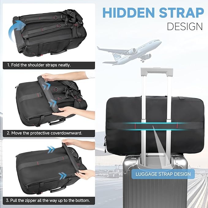 SWICKY Travel Backpack with Vacuum Air Bag, 60L Expandable Large Capacity Vacuum Seal Backpack for 17 Inch Laptop, Water Resistant,One Week Business Travel - Pressing by Hand