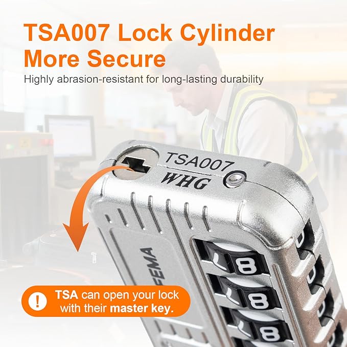 GRIFEMA GA1008W TSA Approved 4-Digit Combination Luggage Lock, Secure Travel Lock with Steel Cable for Suitcases, Backpacks, Gym Lockers - White