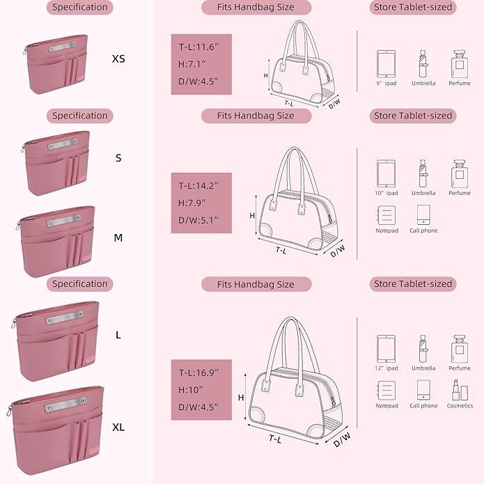 VANCORE Purse Organizer Insert for Handbags,Tote Bag Organizer Insert with Zipper Bag,Premium Handbag Organizer Inside Liner for Women with 15 Pockets