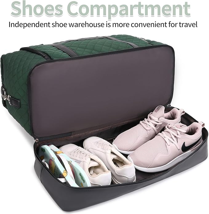 Weekender Bag, Large Travel Duffel Bag for Women, Carry on Overnight Bag with Shoe Compartment and Toiletry Bags