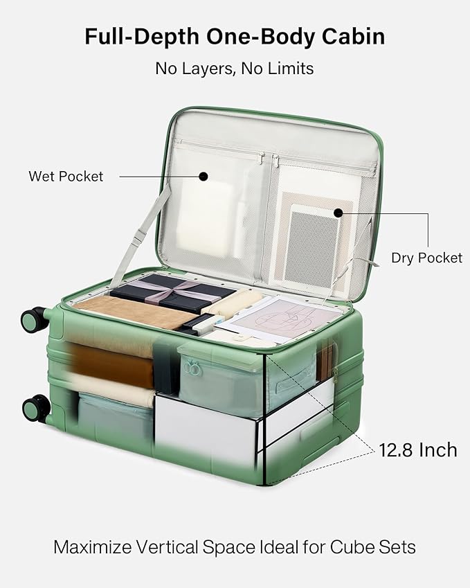 Hanke Hardside Expandable Checked Luggage, 24 Inch Top Opening Trunk Luggages with Spinner Wheels, All-PC Hard Shell Suitcase, Lightweight TSA Checked-Medium(Forest Green, 83L)