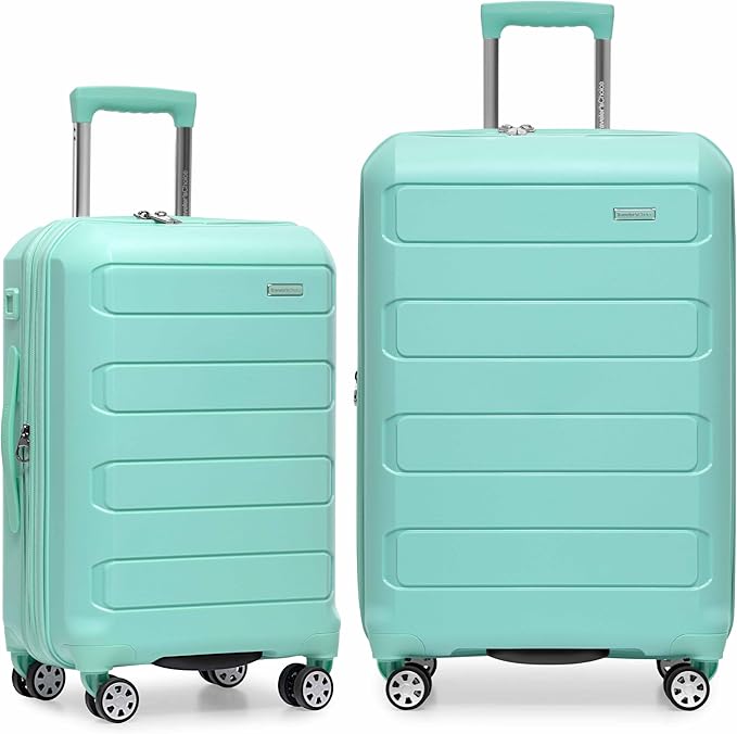Traveler's Choice Pagosa Hardshell Expandable Luggage with Spinner Wheels, Mint, 2-Piece Set (22/26)