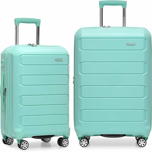 Traveler's Choice Pagosa Hardshell Expandable Luggage with Spinner Wheels, Mint, 2-Piece Set (22/26)