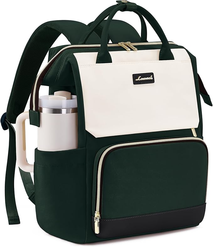 LOVEVOOK Laptop Backpack for Women with Giant Tumbler Holder Pocket, 15.6 inch Travel Work Bag Purse for Nurse Teacher, Waterproof Casual Daypack Bookbag for College Business