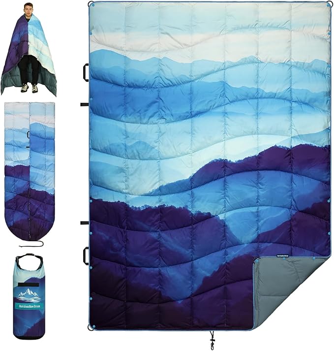 Camping Blanket, Puffy Blankets Lightweight Windproof Resistant for Outdoors,Hiking, Backpacking,Car,Picnic,Stadium
